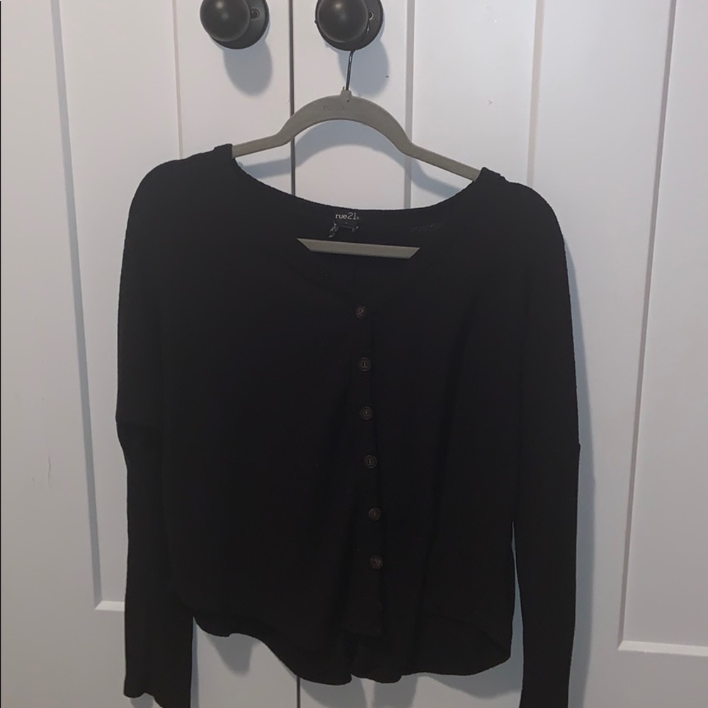 ribbed button up long sleeve